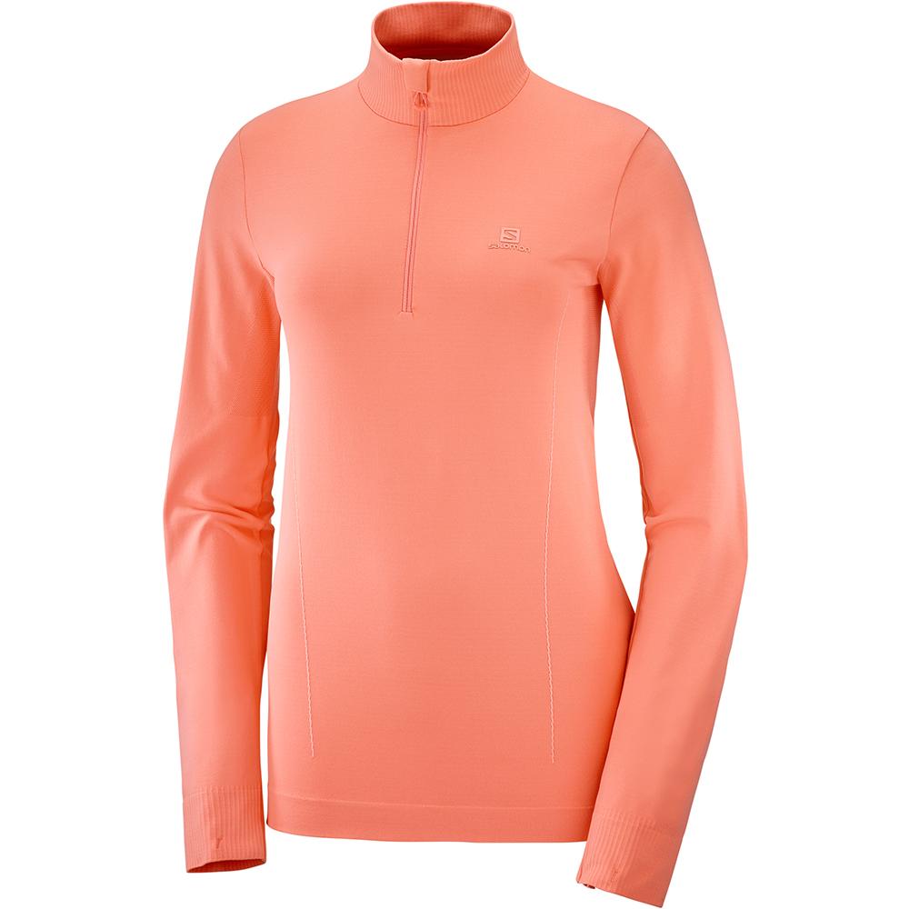 Salomon Israel COMET SEAMLESS HALF ZIP W - Womens Midlayers - Coral (RXHD-86195)